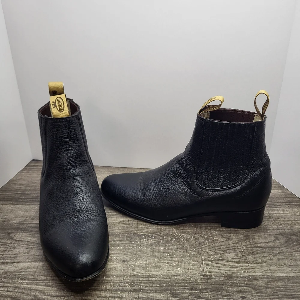 VTG Visconti Ankle Boots Black Leather Chelsea MEX 26.5 US 8